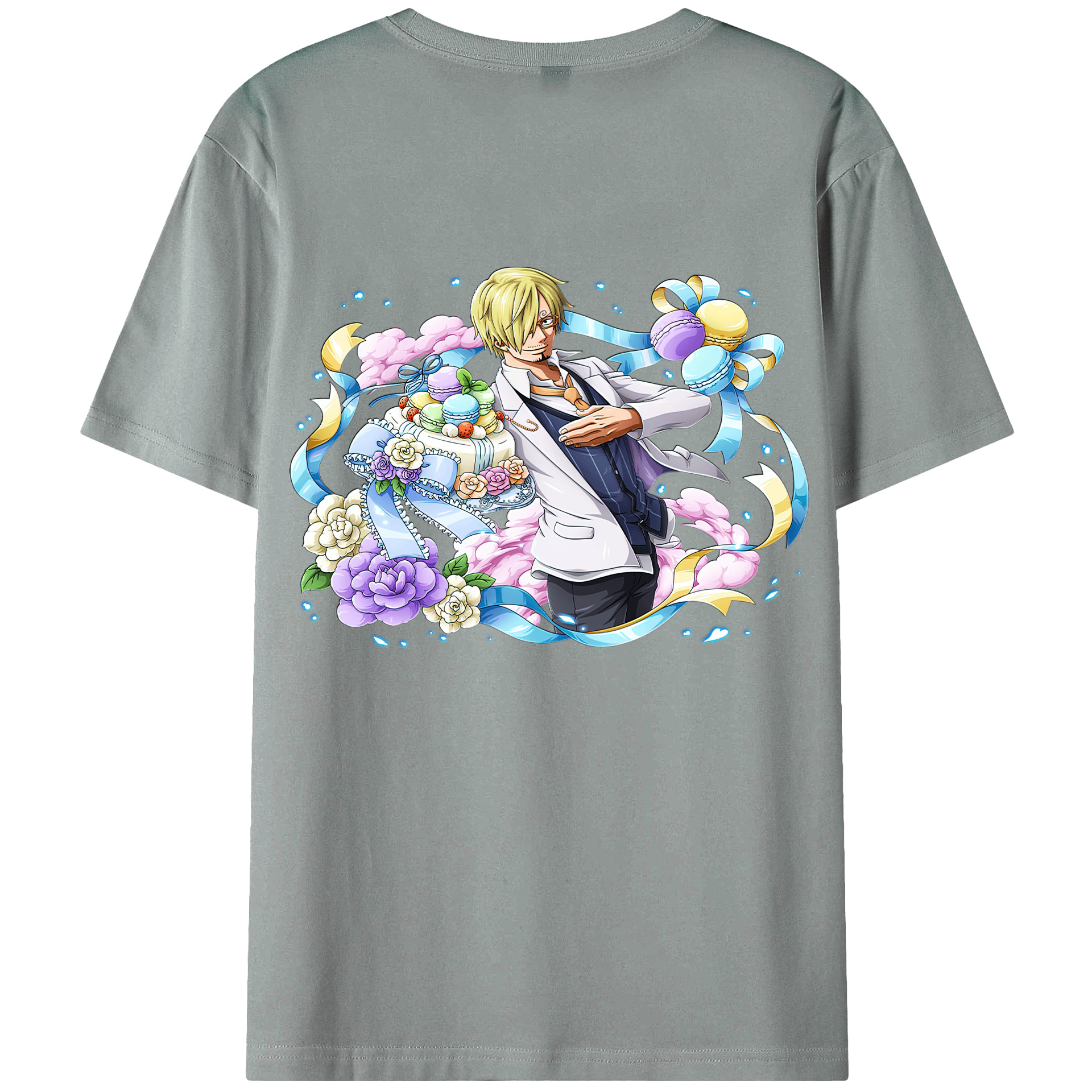 （画像用） ワンピース サンジ ONE PIECE Sanji 綿100％ メンズ半袖Tシャツ（バックプリント） 通気性
